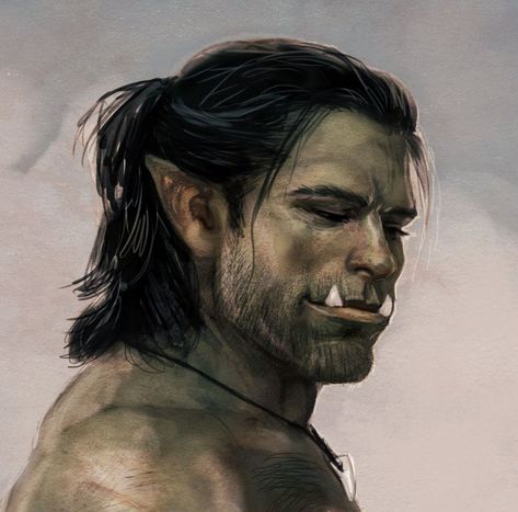 Half-orc Male, Dnd Orc, Half Orc, Fantasy Portraits, Fantasy Races, Dungeons And Dragons Characters, Dnd Art, Wow Art, Fantasy Concept Art