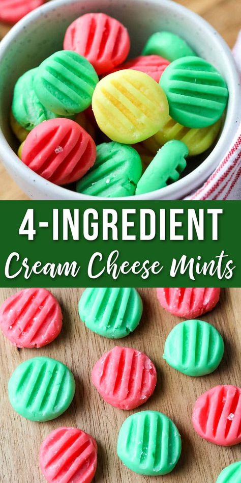 cream cheese mints in a bowl Cream Cheese Mint Molds, Cream Cheese Mints Recipe, Mints Recipe, Fast Easy Desserts, Cream Cheese Mints, Butter Mints, Chocolate Peanut Butter Pie, Mint Extract, Easy Treat