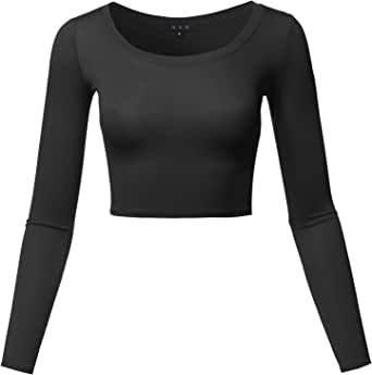 Clean Girl Starter Pack Round Neck Crop Top, Basic Crop Top, Black Long Sleeve Crop Top, Half Shirts, Scoop Neck Long Sleeve, Workout Crop Top, Black Long Sleeve Shirt, Basic Long Sleeve, Long Crop Top