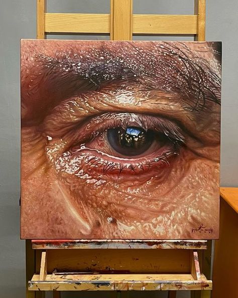 Hyper Realistic Portrait Drawing, Hyper Realistic Oil Painting, Realism Painting Ideas, Realistic Canvas Painting, Hyper Realism Art, Paintings Realism, Hyper Realistic Drawings, Hyperrealistic Painting, Realistic Portrait Painting