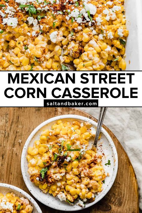 Easy Elote Recipe Cups, Me Ican Street Corn Pasta, Frozen Mexican Street Corn, Quick Mexican Street Corn, Mexican Corn Crockpot Recipes, Mexican Corn Bake, Baked Elote Corn, Best Elote Recipe, Barbacoa Sides Dishes