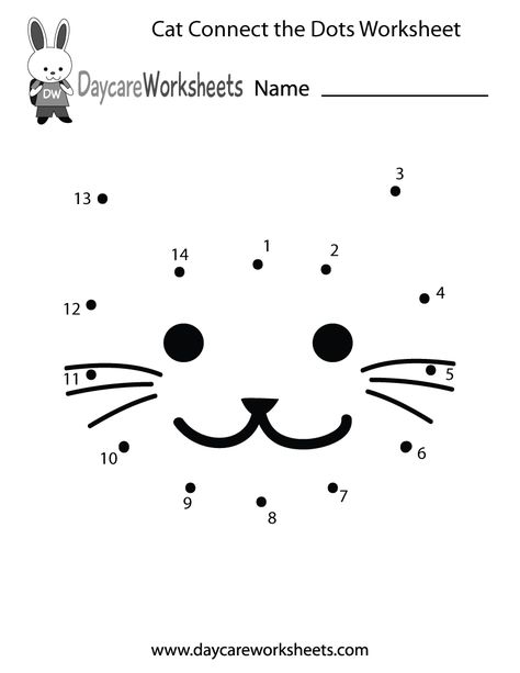 Preschoolers can connect the dots to make a cat in this free activity worksheet. Preschool Worksheets Free Printables, Fine Drawing, Dot To Dot Printables, Worksheet Preschool, Activity Worksheet, Dots Free, Matching Worksheets, Dot Worksheets, Free Preschool Worksheets