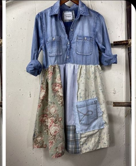 It’s Memorial Day on Monday, May 30th & Some Denim Upcycle Ideas. – Designs by Heidi Recycling Denim, Denim Shirt Dress Women, Tas Denim, Ropa Upcycling, Chique Outfit, Southern Design, Boho Mode, Denim Projects, Repurposed Clothing