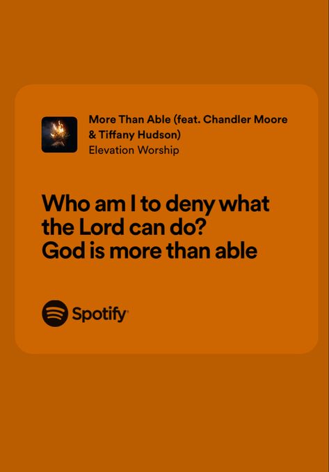 God Is More Than Able, More Than Able Elevation Worship, Elevation Worship Lyrics, Christian Playlist, Gospel Song Lyrics, Elevation Worship, Jesus Music, Christian Lyrics, Worship Songs Lyrics