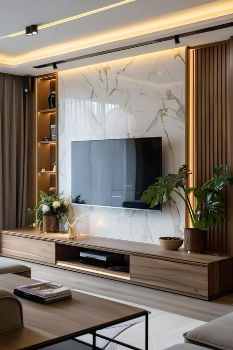 Latest Lcd Panel Designs For Bedroom, Hall Tv Panel Design, Full Living Room Decor Interior Design, Trending Tv Unit Designs 2024, Living Tv Room Designs, Tv Unit Lighting Ideas, Tv Sokesh Design, Tv Base Unit Design, Bedroom Tv Cabinet Design Modern