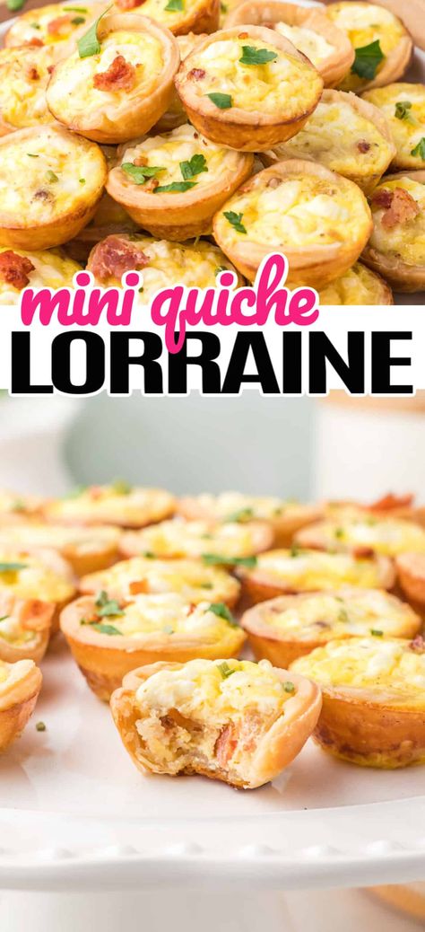 Bacon Egg Quiche, Eggs Quiche, Mini Quiche Lorraine, Mini Breakfast Quiche, Quiche Bites, Egg Quiche, Mini Quiche Recipes, Quiche Lorraine Recipe, Mini Breakfast