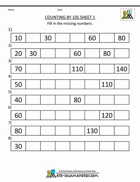 50 Counting In 10s Worksheet | Chessmuseum Template Library Counting By Tens, Counting By 10, Fun Math Worksheets, Math Practice Worksheets, First Grade Math Worksheets, Everyday Math, Math Sheets, Classroom Materials, 1st Grade Math Worksheets