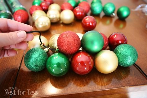 Ornament Garland Diy, Christmas Ornament Garland, Store Ornaments, Christmas Cuties, Griswold Family, Diy Christmas Garland, Ornament Garland, Christmas Themes Decorations, Christmas Tree Garland