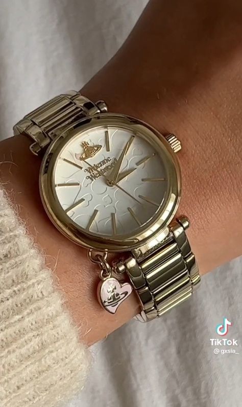 Vivienne Westwood Watch, Vintage Gold Watch, Fancy Watches, Vintage Watches Women, Gold Watches Women, Pastel Outfit, Dope Jewelry, Jewelry Fashion Trends, Classy Jewelry