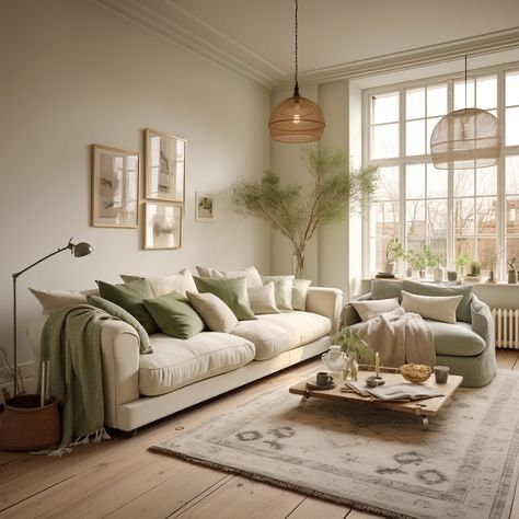 Beige Sofa Living Room, Sage Living Room, House Dubai, Earth Tone Living Room, Sage Green Living Room, Green Living Room Decor, Earthy Living Room, Room Hacks, Gold Living Room