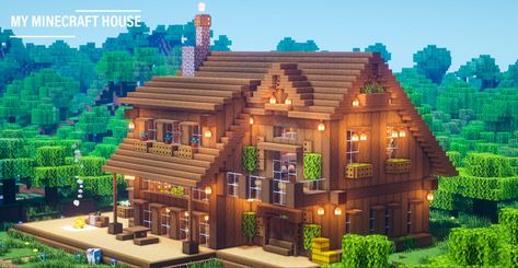 Link video : https://youtu.be/BWFX319f2hM Chalet Minecraft, Minecraft Wooden House, Construction Minecraft, Minecraft House Ideas, Case Minecraft, Minecraft Decoration, Minecraft Houses Survival, Minecraft Mansion, Minecraft Houses Blueprints