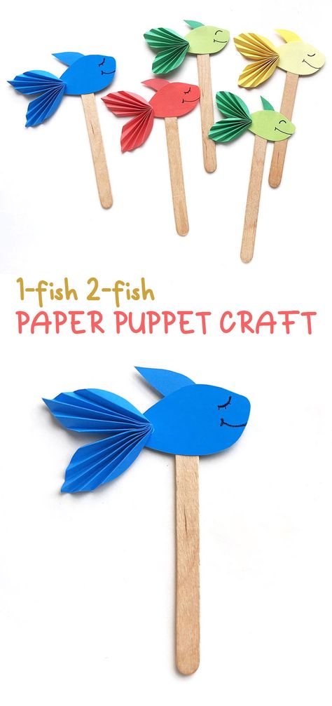 One Fish Two Fish Craft, Fish Crafts Preschool, Fish Paper Craft, Fish Craft, Fish Activities, Diy Paper Flowers, Paper Fish, Fish Template, Fish Coloring Page