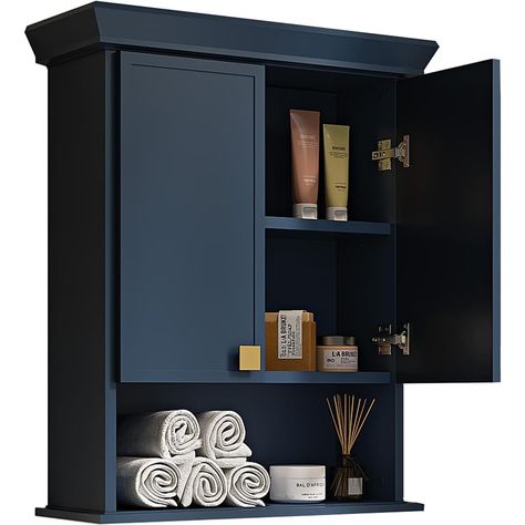 TeakCraft Wall Bathroom Cabinet, 24x30 Fully Assembled, Navy, Over The Toilet Storage, Bathroom Storage Cabinet, The Alessia - Bed Bath & Beyond - 40781162 Wall Cabinet Bathroom, Over Toilet Storage Cabinet, Wall Bathroom Cabinet, Bathroom Wall Storage Cabinets, Cabinet Bathroom Storage, Bathroom Storage Over Toilet, Shaker Wall, Bathroom Wall Storage, Over Toilet Storage