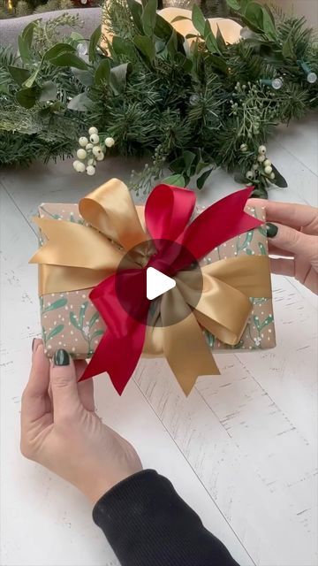 Sophie Liard | home | travel | Amazon Finds on Instagram: "Christmas ribbon 🎀 who’s done their wrapping yet? #giftwrapping #giftideas #christmas" Gift Bag Ribbon Packaging Ideas, Ribbon For Wrapping Gifts, How To Put Ribbon On A Gift, Bows On Gifts Wrapping Ideas, Ribbon Ideas For Gifts, Tying Bows On Presents, Wrapping With Ribbon Ideas, Bow Wrapping Ideas, Ribbons On Presents