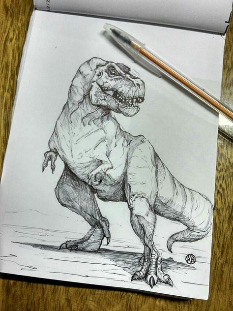 Sketches Dinosaur, Pencil Drawing Ideas, Dinosaur Sketch, Dinosaur Dinosaur, Dinosaur Drawing, Animal Drawings Sketches, Dinosaur Illustration, Dinosaur Art, Arte Sketchbook