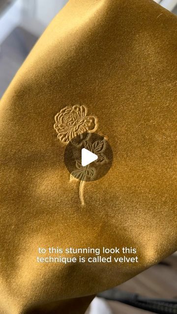 Julija Gobere on Instagram: "Absolutely recommend trying velvet embossing - such an easy, quick technique with spectacular results!🤩🤗 #sewingtutorial #howtosew" Easy Hand Sewing Crafts, Velvet Textile Art, Embossing Velvet Diy, Velvet Fabric Ideas, Velvet Sewing Projects, Creative Textiles Techniques, Dolly Parton Hair, Velvet Embossing, Velvet Embroidery Design