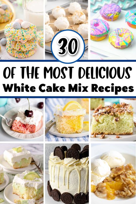 What To Do With White Cake Mix Dessert Recipes, Duncan Hines White Cake Mix Recipes, Easy Dessert With White Cake Mix Boxes, Vanilla Box Cake Mix Ideas, Desserts With Vanilla Cake Mix Boxes, Betty Crocker White Cake Mix Recipes, Vanilla Cake Box Mix Recipes, White Cake Mix Add Ins, Box Vanilla Cake Mix Recipes