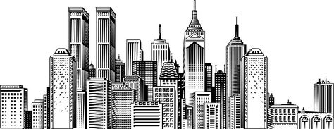 New York Buildings Drawing, Nyc Skyline Drawing, City Buildings Drawing, New York Skyline Drawing, City Skyline Sketch, New York City Sketch, New York City Drawing, Buildings Sketch, Skyline Sketch