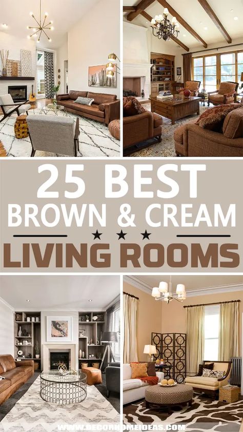 Living Room Paint Color With Brown Couch, Brown And Cream Living Room Ideas Cozy, Browns And Cream Living Room, Livi G Room Ideas Decor, Sofa Combinations Living Rooms, Family Room Furniture Ideas, Living Room Color Scheme Ideas With Brown Couch, Light Brown Living Room Ideas, Farmhouse Living Room With Brown Couch