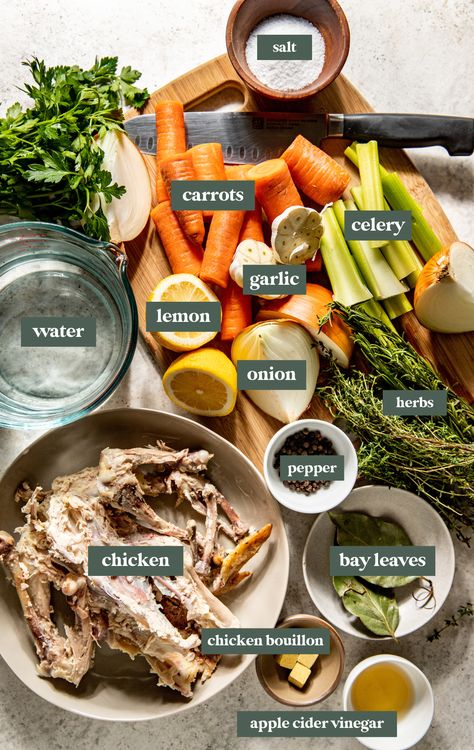 Chicken Soup From Rotisserie Chicken Bones, Homemade Chicken Stock From Bones, Chicken Soup From Bones, Types Of Chicken Soup, Chicken Soup Ingredients, How To Make Chicken Stock, Chicken Carcass Soup, Chicken Bone Soup, Chicken Soup From Scratch