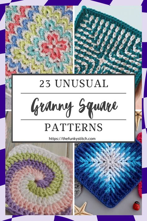 Unusual granny square crochet patterns Different Square Crochet Blanket, Crochet Twisted Granny Square, Different Crochet Square Patterns, Cool Granny Squares Blankets, Unique Granny Squares Crochet Free Pattern, Twisted Granny Square, Crochet Granny Square Stitch, Crochet Stitches Square, Jaygo Crochet Granny Squares