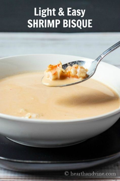 Easy Shrimp Bisque, Shrimp Bisque Recipe, Shrimp Soup Recipes, Shrimp Bisque, Good Soup, Bisque Soup, Seafood Bisque, Shrimp Soup, Crab Soup