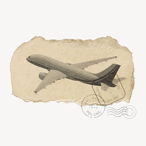 Ripped Paper Design, Travel Stickers Printable, Ripped Paper, Printable Vintage Art, Travel Collage, Aesthetic Journal, Airplane Design, Vintage Words, Travel Icon