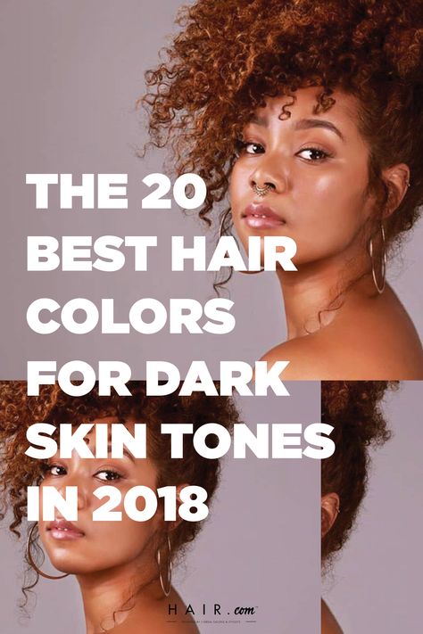 Choosing a new hair color that compliments your skin tone can be a difficult task. That's why we gathered 20 of the best hair colors for dark skin to make the process that much easier. Read on if you're in need of some color inspiration. Hair Color For Dark Skin Tone, Hair Colors For Dark Skin, Global Hair Color, Hair Color For Brown Skin, Hair Color For Dark Skin, Best Hair Dye, Hair Tint, Colors For Dark Skin, Spring Hair Color