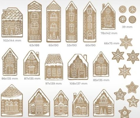 Diy Gingerbread House Garland, Christmas Gingerbread Village, Gingerbread House Garland Diy, Cardboard Gingerbread House Garland, Ginger Bread House Template Printable, Ginger Bread House Template, Gingerbread House Designs Templates, Gingerbread Garland Diy, Christmas Houses Village Display