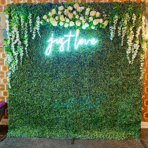 Neon Sign Name, Led Sign Wall, House Front Wall Design, Simple Beach Wedding, Selfie Wall, Green Wall Decor, Light Backdrop, Neon Decor, Green Backdrops