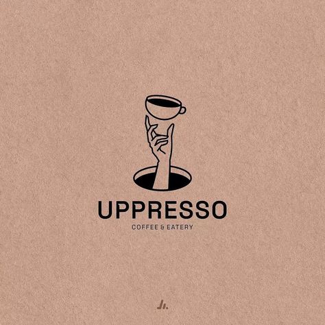 Logos.ai — @julianardhi.co . Branding for UPPRESSO Coffee &... Cafe Branding Design Coffee Shop, Coffee Shop Brand Identity Design, Coffee Brands Logo, Coffee Mug Logo, Coffee Visual Identity, Cute Cafe Names, Cafe Names Ideas Logo, Coffee Logo Branding, Cafe Logo Design Creative