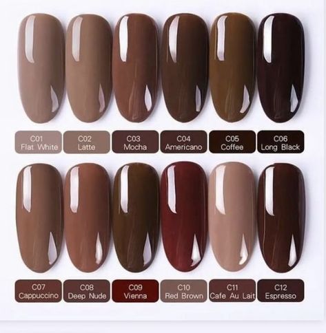 Brown colors nails inspo#Nail #nailcolor #nailpolish Membentuk Alis, Kutek Disney, Nagellack Trends, Fall Gel Nails, Gel Set, Gel Nail Colors, Beginners Knitting, Neutral Nails, Brown Nails