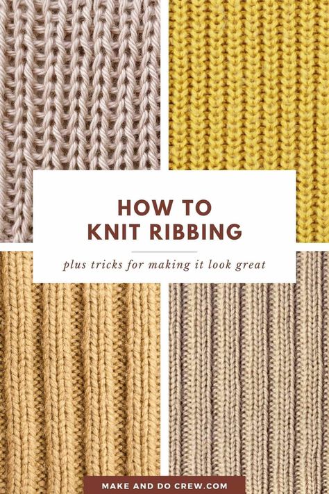 Looking for a beginner-friendly knitting stitch with beautiful texture? Check out this free rib stitch tutorial from Make and Do Crew! Learn how to add ribbing to your knit projects and create stunning socks, sweaters, mittens, and more. This versatile stitch is perfect for adding depth and visual interest to your designs. Whether you prefer a classic 1x1 rib or want to experiment with broken rib, cable rib, or fisherman's rib, this tutorial has got you covered. Knit Rib Stitch, Ribbed Sweater Pattern, Twisted Rib Stitch, Types Of Knitting Stitches, Rib Stitch Knitting, Fisherman's Rib, Knit Ribbing, Fishermans Rib, Make And Do Crew