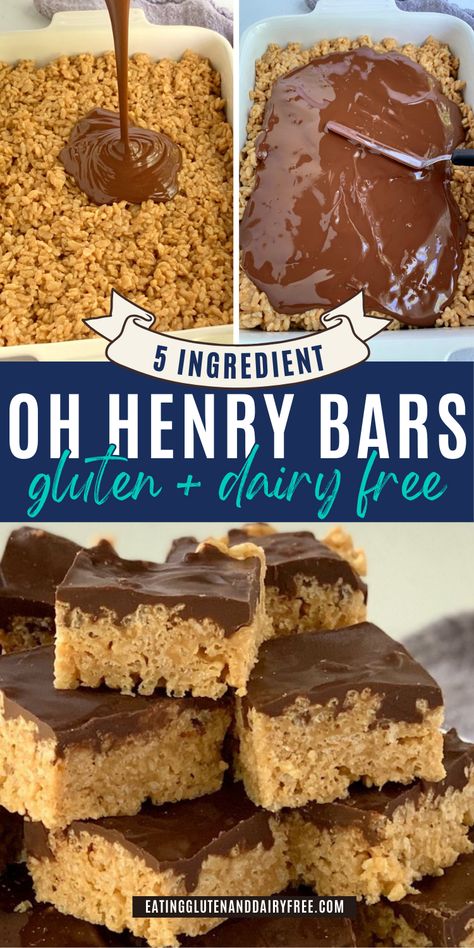 Some gluten free and dairy free Oh Henry Bars on a plate. 5 Ingredient Gluten Free Desserts, Gluten Free Peanut Butter Rice Krispie Treats, Easy Desserts Gf, Gluten Nut And Dairy Free Recipes, Dairy Free Dessert Store Bought, Gluten Free Dairy Free Oatmeal Bars, Quick Easy Gluten Free Dairy Free Dinner, Gluten And Dairy Free Appetizers Christmas, Gluten Free Nutella Desserts