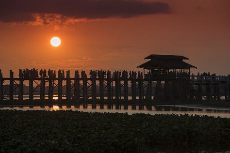 https://flic.kr/p/23kThno | Sunset at the U Bein Bridge in Amarapura, Myanmar Amarapura, Myanmar, Lamp Post, Bridge, Van, Photography