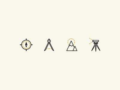 Land Surveying Icons | clean lines + circular dashes Land Surveying Logo, Land Surveyor Logo, Surveying Logo, Surveyor Logo, Survey Icon, Surveying Engineering, Land Survey, Surveying Equipment, Land Surveyors