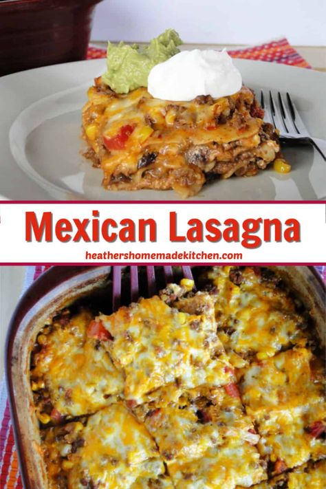 Mexican Lasagna Recipe With Noodles, Philsbury Recipes, Corn Sauce, Recipes Using Pasta, Mexican Lasagna Recipes, Oven Ready Lasagna, Hotdish Recipes, Homemade Taco Seasoning Recipe, Mexican Lasagna