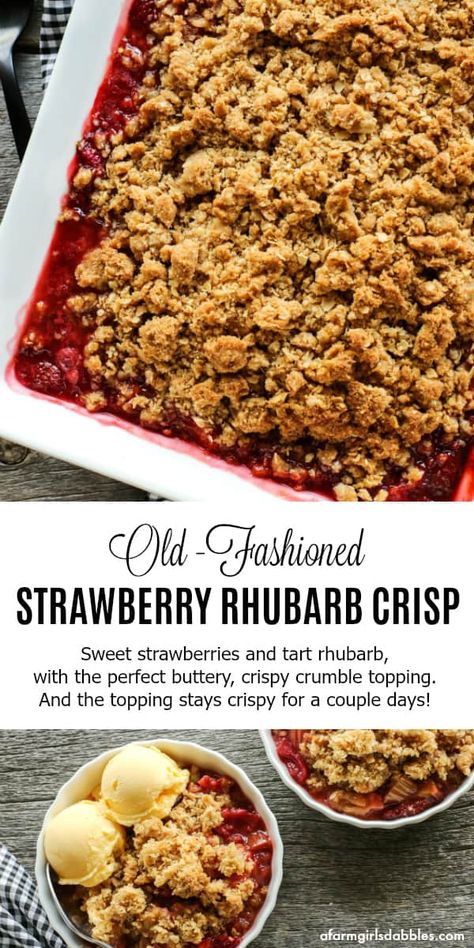 Easy Rhubarb Recipes, Strawberry Rhubarb Recipes, Rhubarb Recipes Crisp, Rhubarb Strawberry, Strawberry Crisp, Strawberry Rhubarb Crisp, Rhubarb Desserts, Rhubarb Crisp, Rhubarb Recipes