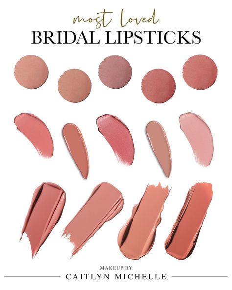 Most Loved Bridal Lipsticks Rated by a Wedding Makeup Artist — Makeup by Caitlyn Michelle | Charlotte Makeup Artist Natural Bridal Lipstick, Best Bridal Lip Color, Bridal Lipstick Shades, Best Lipstick For Wedding Day Brides, Lipstick For Brides Wedding Day, Bridesmaid Lip Color, Pink Wedding Lipstick Brides, Drugstore Wedding Lipstick, Pale Skin Lipstick Shades