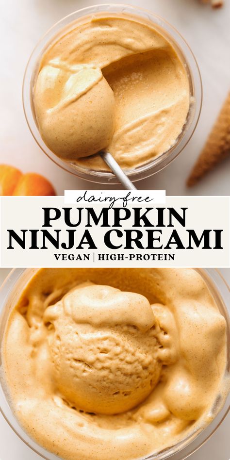 Dairy Free Ninja Creami Pumpkin Ice Cream | Feasting on Fruit Plant Based Ninja Creami Recipes, Dairy Free Ninja Creami, Vegan Pumpkin Ice Cream, Pumpkin Ice Cream Recipe, Pumpkin Spice Ice Cream, Ninja Creamy, Ninja Ice Cream Recipe, Protein Ice Cream Recipe, Feasting On Fruit