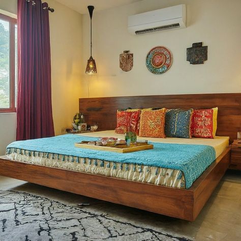 20 Indian Bedroom Decor Ideas That Will Instantly Upgrade Your Space » Comfy Ideas Bedroom Idea Indian, Cozy Bedroom Indian, Bed Design Indian, Cosy Indian Bedroom Ideas, Indian Modern Bedroom Interior, Indian Bedroom Decor Ideas, Bedroom Ideas Indian, Middle Class Indian Bedroom Ideas, Parents Bedroom Design Indian