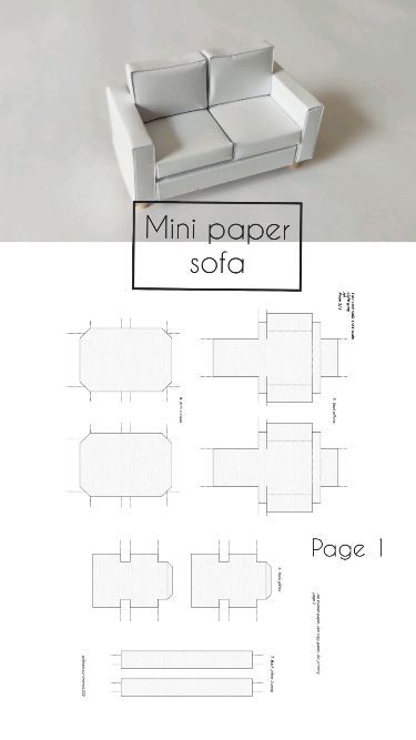 Printable PDF template for making a miniature paper sofa model in 1:24 scale Miniature Paper Crafts, Interior Design Sketchbook, Paper Furniture, Ikea Design, Doll Furniture Diy, Folding Origami, Doll House Crafts, Miniature Printables, Seni Dan Kraf