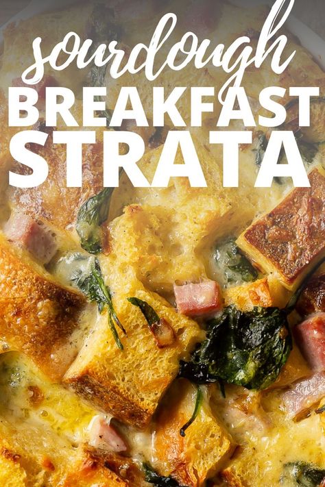 Sourdough Strata, Sourdough Bread Breakfast, Leftover Sourdough Bread, People Baking, Strata Recipes Breakfast, Baking Sourdough Bread, Strata Recipe, Recipe For A Crowd, Strata Recipes