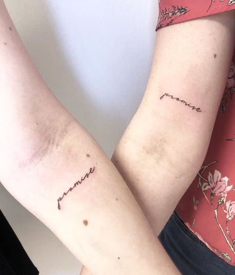 Matching Quote Tattoos, Promise Tattoo, Tattoos For Best Friends, Tattoo Placements, Tattoos Meaningful, Matching Best Friend Tattoos, Meaningful Symbols, Bestie Tattoo, Couple Tattoos Unique