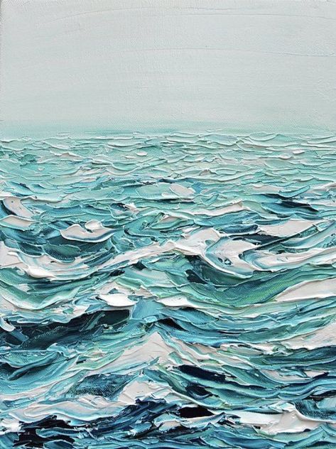 Amazing Textured Painting on Canvas Sea Drawing, Easy Canvas Painting, Cat Air, Trendy Art, Sea Painting, Ocean Painting, Beginner Painting, Water Painting, Art Painting Acrylic