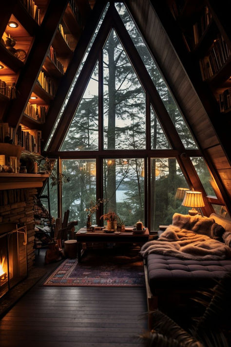 Cabins In The Woods Interior, Fall Cabin, Cabin Aesthetic, Romantic Cabin, Cabin Interior, Cabin Living, A Frame Cabin, Dream House Rooms, A Frame House