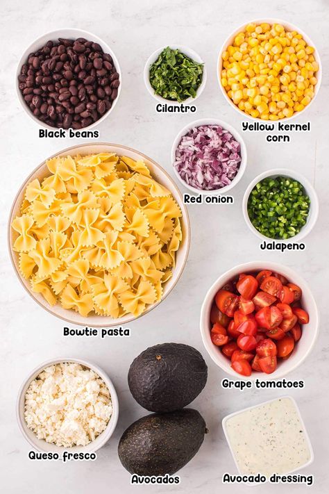 Pasta Salad Southwest, Pasta And Corn Salad, Cold Pasta Salad Recipes Meal Prep, Southwest Chicken Pasta Salad, Mexican Pasta Salads, Pasta Salad Recipes Mexican, Mexican Cookout, Hot Pasta Salad, Taco Coleslaw