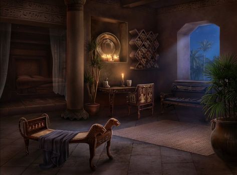 Arabian Nights Bedroom, Ancient Egyptian Architecture, Episode Backgrounds, Ancient Egypt Art, Paint Brush Art, The Last Kingdom, Fantasy Homes, Castle Designs, Egyptian History