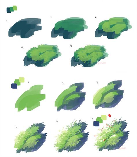 Grass process by https://www.deviantart.com/urswurs on @DeviantArt Concept Art Tutorial, Digital Painting Techniques, Digital Art Beginner, Poses References, Digital Painting Tutorials, Landscape Drawings, Environment Concept Art, Art Tutorial, Art Tutorials Drawing