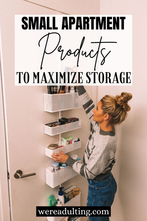 I have been trying to find the best products to increase the storage in my small apartment and i finally found the best guide Small Apartment Storage Ideas, Apartment Storage Ideas, Apartment Storage Hacks, Studio Apartment Storage, Apartment Storage Solutions, Small Apartment Closet, Apartment Hacks Organizing, Small House Storage, Small Apartment Hacks